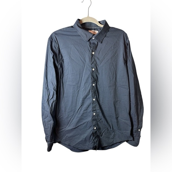 Old Navy Pro Signature Slim Fit Dress Shirt Men’s Large Navy Dot - Picture 1 of 5